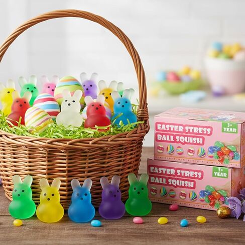 28Pack Easter Squishies,Easter Bunny Stress Balls for Adults,Easter Basket Stuffers,Bulk Squishy Easter Toys Stress Relief Fidget,Easter Egg Fillers Party Favors Gifts in Saudi Arabia
