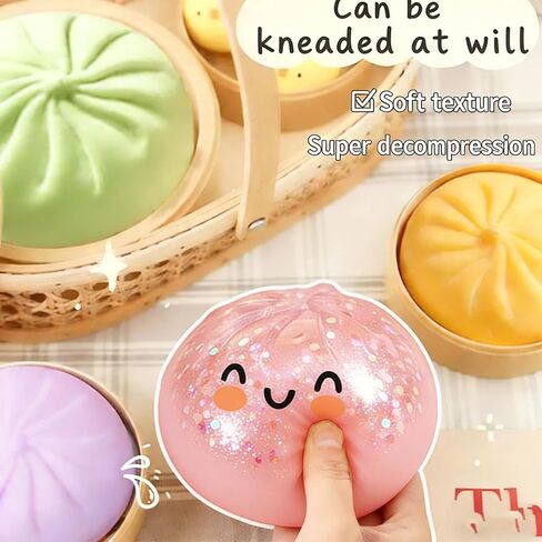 Dumpling Squishies, 10cm Gaint Dumpling Squishies Mystery Box, Colorful SquishiesDumplings Stress Balls Toy, Soft SqishieStress Relief & Rebounding Sensory Fidget Toy for Adults in Saudi Arabia