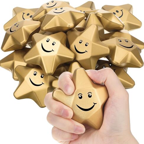 Deekin 18 Pieces 3.1 Inch Star Stress Balls Star Foam Relief Stress Ball for School Reward Student Party Bag Fillers(Smile Face) in Saudi Arabia