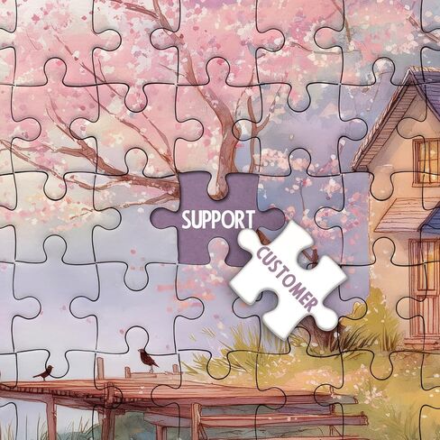 Colorful Flower Tree Puzzles for Adults 1000 Pieces Art, Beautiful Plant House Lake Landscape Nature Jigsaw Puzzles, Pretty Country Spring Pink Floral Scenery Puzzle in Saudi Arabia