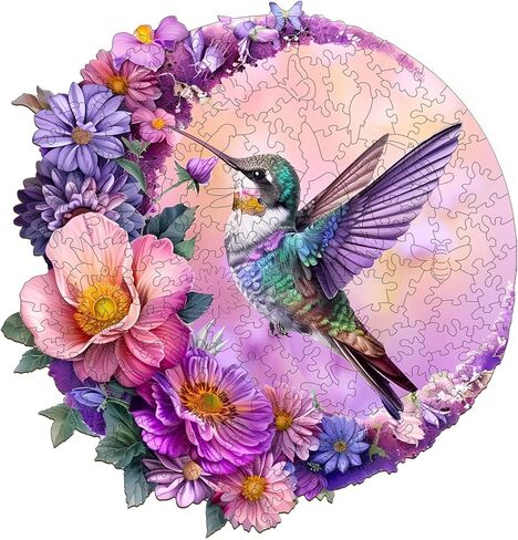 Jigfoxy Wooden Puzzles for Adults, Hummingbird Wood Puzzle, Unique Animal-Shaped Wooden Jigsaw Puzzle for Adults, Perfect Christmas Thanksgiving Gifts for Family and Friends (M-11.4 * 10.9in-200 pcs) in Saudi Arabia