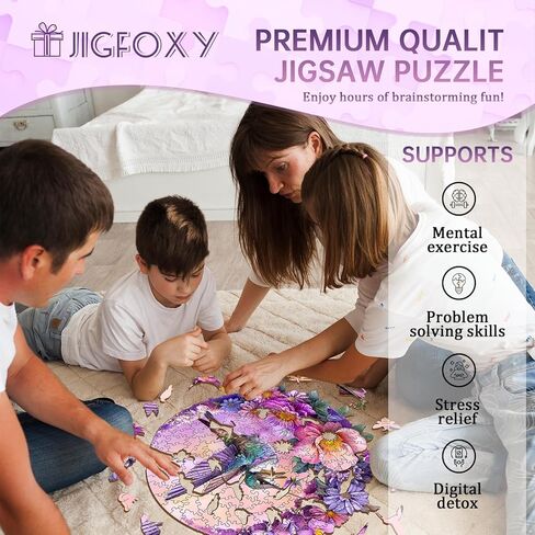 ألغاز Jigfoxy الخشبية للبالغين، أحجية خشب الطائر الطنان، أحجية خشبية فريدة على شكل حيوان للبالغين، هدايا مثالية لعيد الشكر للعائلة والأصدقاء (M-11.4 * 10.9in-200 قطعة) in Kuwait