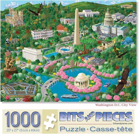 Bits and Pieces – 1000 Piece Jigsaw Puzzle for Adults – Washington D.C. City View - US Capital Scene Jigsaw Puzzle by Artist Joseph Burgess, Completed Puzzle Size: 20" x 27" in Kuwait