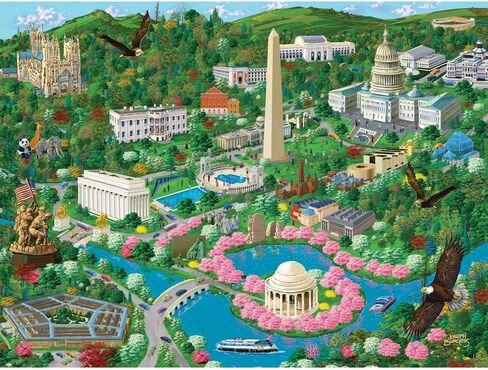 Bits and Pieces – 1000 Piece Jigsaw Puzzle for Adults – Washington D.C. City View - US Capital Scene Jigsaw Puzzle by Artist Joseph Burgess, Completed Puzzle Size: 20" x 27" in Kuwait