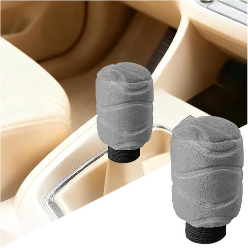 Car Gear Shift Knob Cover, Plush Anti-Slip Vehicle Gear Lever Handle Protector Cover, Soft Automotive Shifter Stick Decorative Protector, Universal for SUV Caravan Lorry (Gray) in Kuwait