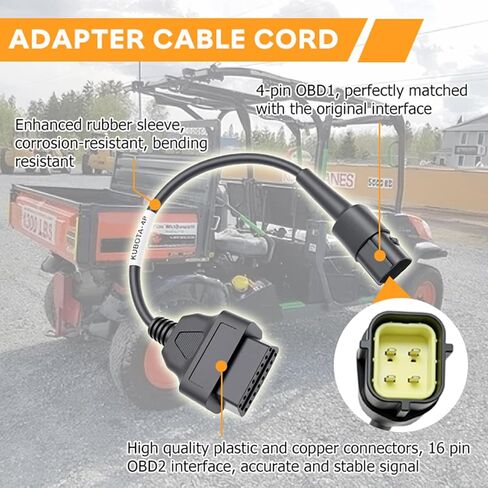 3824-26 OBD2 Adapter Cable Cord Fit for KUBOTA Vehicles, 4 Pin OBD1 to 16 Pin OBD 2 Car Diagnostic Cord Adapter,for OBD II Diagnostic Scanner Scanning Tool Adapter in Saudi Arabia
