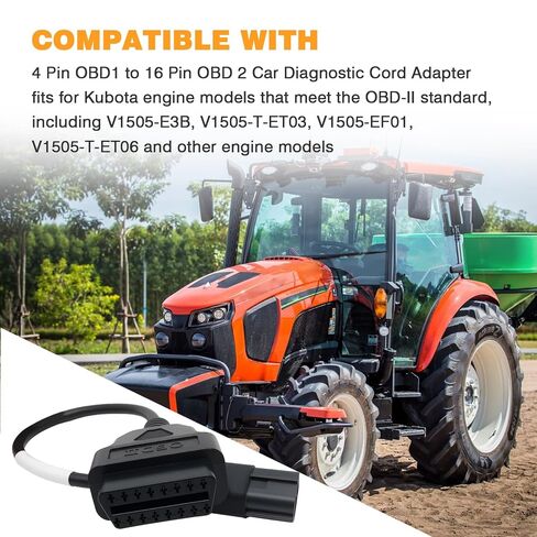 3824-26 OBD2 Adapter Cable Cord Fit for KUBOTA Vehicles, 4 Pin OBD1 to 16 Pin OBD 2 Car Diagnostic Cord Adapter,for OBD II Diagnostic Scanner Scanning Tool Adapter in Saudi Arabia