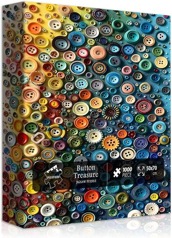 PICKFORU Colorful Buttons Puzzles for Adults 1000 Pieces, Hard Impossible Button Art Theme Jigsaw Puzzle, Rainbow Gradient Difficult Challenging for Adults in Kuwait