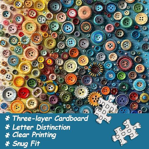 PICKFORU Colorful Buttons Puzzles for Adults 1000 Pieces, Hard Impossible Button Art Theme Jigsaw Puzzle, Rainbow Gradient Difficult Challenging for Adults in Kuwait