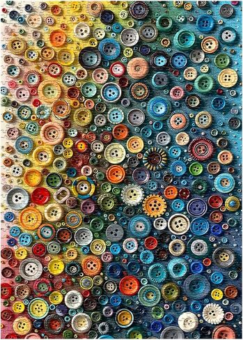 PICKFORU Colorful Buttons Puzzles for Adults 1000 Pieces, Hard Impossible Button Art Theme Jigsaw Puzzle, Rainbow Gradient Difficult Challenging for Adults in Kuwait