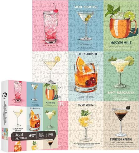Cocktails Theme Puzzles for Adults 1000 Pieces.Colorful Cocktail Beverage Art Jigsaw Puzzles.Cool Summer Drink Puzzles in Saudi Arabia