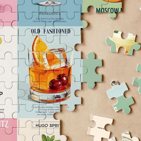 Cocktails Theme Puzzles for Adults 1000 Pieces.Colorful Cocktail Beverage Art Jigsaw Puzzles.Cool Summer Drink Puzzles in Saudi Arabia