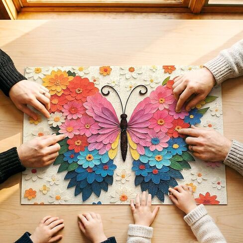 Butterfly Puzzles for Adults 1000 Pieces, Funny Puzzle, Colorful Flower Animal Jigsaw Puzzles, Organizor Box, Thick & Sturdy, Home Decor, Challenging Family Puzzle, Gifts Puzzle Lovers(27.5x19.6 in) in Kuwait