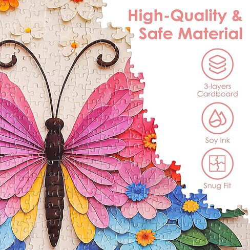 Butterfly Puzzles for Adults 1000 Pieces, Funny Puzzle, Colorful Flower Animal Jigsaw Puzzles, Organizor Box, Thick & Sturdy, Home Decor, Challenging Family Puzzle, Gifts Puzzle Lovers(27.5x19.6 in) in Kuwait