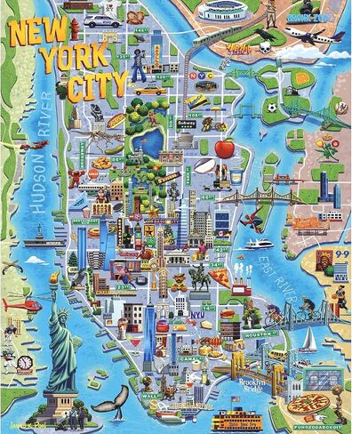 Boardwalk Puzzles New York, NY, 500 Piece Jigsaw Puzzle for Adults, 16 x 20 Inches, Made in USA in Saudi Arabia