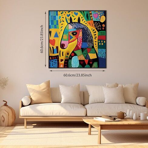 Jigsaw Puzzles 1024 Pieces Colorful Folk Art Horse Digital Print, Puzzles for Adults, with Letters on Back,Funny Artical Gift for Family（23.86 x 23.86 inches） in Kuwait