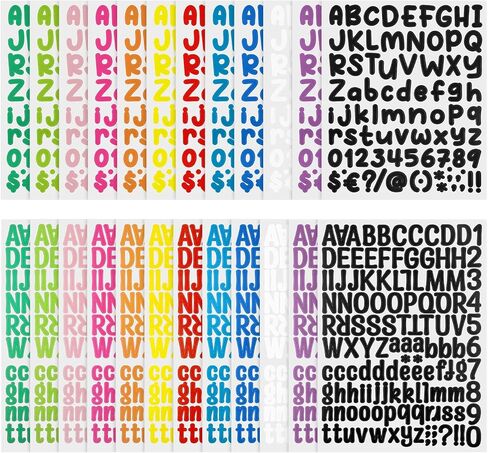 2316 Alphabet Stickers 24 Sheets Alphabet Sticker Vinyl Self Adhesive Number Letter Vinyl Stickers, Mailbox Numbers Labels DIY Crafts Art Making, Decals for Sign, Notebook, Decor, Door(Vivid Style) in Kuwait