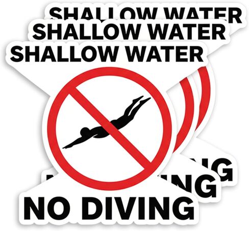 ملصق No Diving Pool - ملصقات فينيل مقاومة للماء لزجاجات المياه وأجهزة الكمبيوتر المحمولة، وحافظة الهاتف (3 قطع، 3 بوصات) in Kuwait