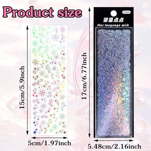 24 Sheets Photocard Stickers, Korean Deco Stickers, Holographic Glitter Deco Sticker, Waterproof Double-Sided Decos Sticker for Photocard and Journal Decor in Saudi Arabia