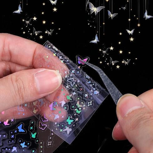24 Sheets Photocard Stickers, Korean Deco Stickers, Holographic Glitter Deco Sticker, Waterproof Double-Sided Decos Sticker for Photocard and Journal Decor in Saudi Arabia
