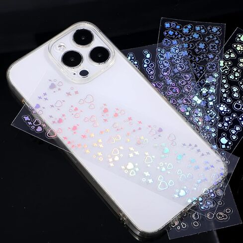 24 Sheets Photocard Stickers, Korean Deco Stickers, Holographic Glitter Deco Sticker, Waterproof Double-Sided Decos Sticker for Photocard and Journal Decor in Saudi Arabia
