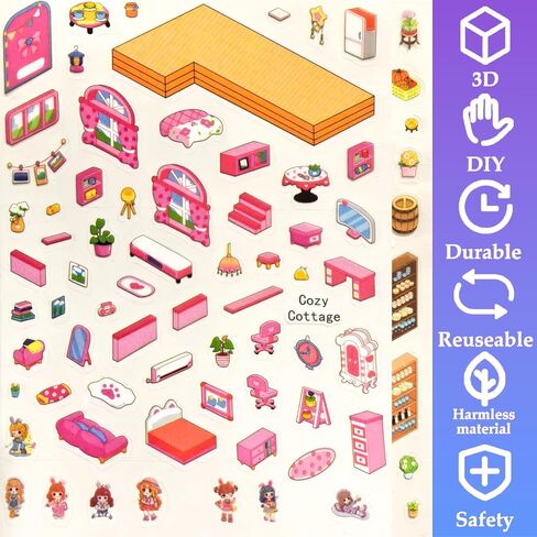 4 Sticker Books, 32 Sets DIY 3D Sticker Scene Collection, Design Your Own Houses, Buildings, Shops & Amusement Parks with Stickers for Kids & Adults, Perfect for Birthdays, Parties & Holiday Gifts in Saudi Arabia