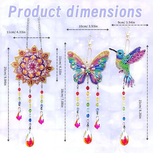 3 Pcs Diamond Painting Keychain Kits Flower Butterfly Bird Diamond Art Ornaments Key Rings DIY 5D Art Pedants for Beginners Birthday Christmas Crafting Home Party Decor in Kuwait