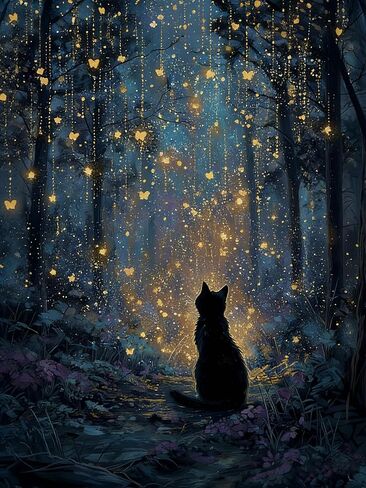 AWUJON Diamond Painting Kits for Adults, 5D Diamond Art Kits Full Drill Diamond Dots DIY Paintings with Diamonds Gem Art and Crafts Home Wall Decor 12x16inch (Black Cat) in Saudi Arabia