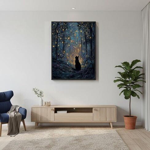 AWUJON Diamond Painting Kits for Adults, 5D Diamond Art Kits Full Drill Diamond Dots DIY Paintings with Diamonds Gem Art and Crafts Home Wall Decor 12x16inch (Black Cat) in Saudi Arabia