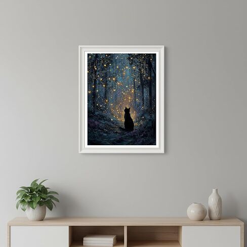 AWUJON Diamond Painting Kits for Adults, 5D Diamond Art Kits Full Drill Diamond Dots DIY Paintings with Diamonds Gem Art and Crafts Home Wall Decor 12x16inch (Black Cat) in Saudi Arabia
