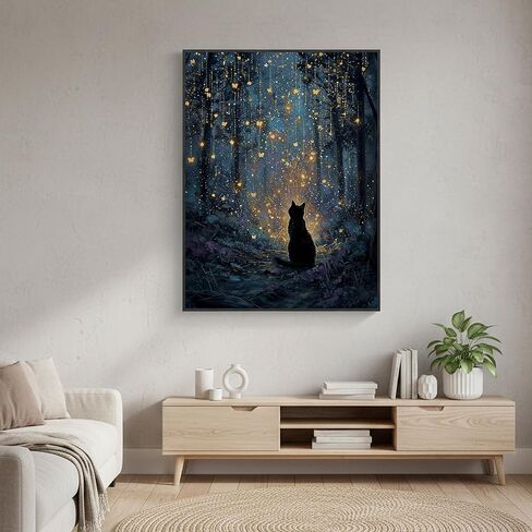 AWUJON Diamond Painting Kits for Adults, 5D Diamond Art Kits Full Drill Diamond Dots DIY Paintings with Diamonds Gem Art and Crafts Home Wall Decor 12x16inch (Black Cat) in Saudi Arabia