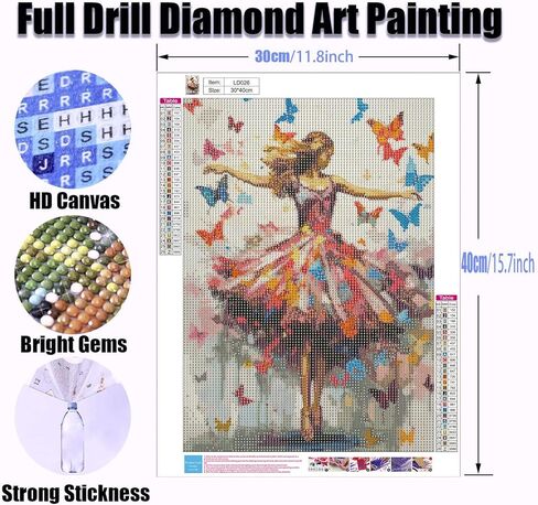 Yanfairy Diamond Art Painting Kits for Adults, Dancing Girl Full Drill Diamond Dots Paintings for Beginners, Round 5D Paint with Diamonds Pictures Gem Art Painting Kits DIY Crafts Kits 12x16inch in Saudi Arabia