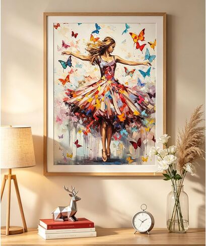 Yanfairy Diamond Art Painting Kits for Adults, Dancing Girl Full Drill Diamond Dots Paintings for Beginners, Round 5D Paint with Diamonds Pictures Gem Art Painting Kits DIY Crafts Kits 12x16inch in Saudi Arabia