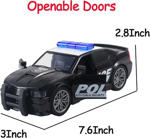 Police Car Toys for Boys 3 4 5 6 7 with Sirnes Sound and Light 1:20 Plastic Openable Door Friction Powered Car Toy for Kids Toddlers Boys Gifts in Saudi Arabia