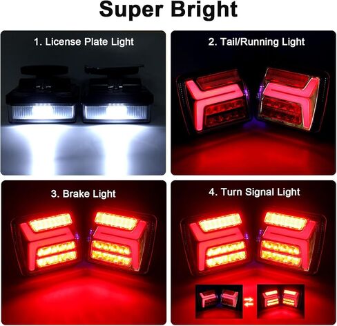 Konrali Halo Magnetic Wireless Trailer Lights kit, Rechargeable Rear LED Stop Turn Signal Brake Tail Running Hazard Warning Lights Towing Kit Portable w/License Plate Light for Trucks RV Camper IP67 in Saudi Arabia