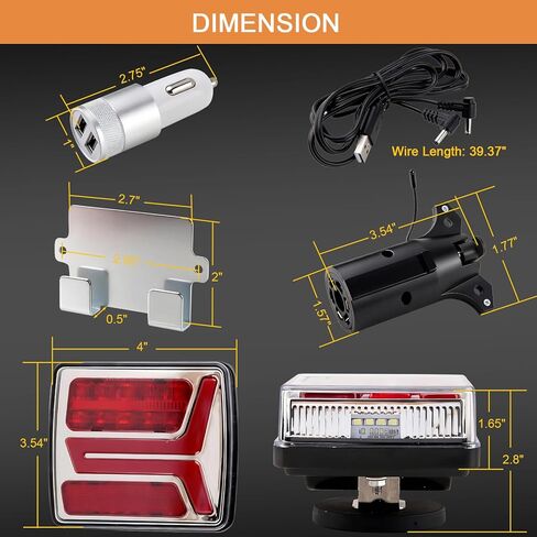 Konrali Halo Magnetic Wireless Trailer Lights kit, Rechargeable Rear LED Stop Turn Signal Brake Tail Running Hazard Warning Lights Towing Kit Portable w/License Plate Light for Trucks RV Camper IP67 in Saudi Arabia
