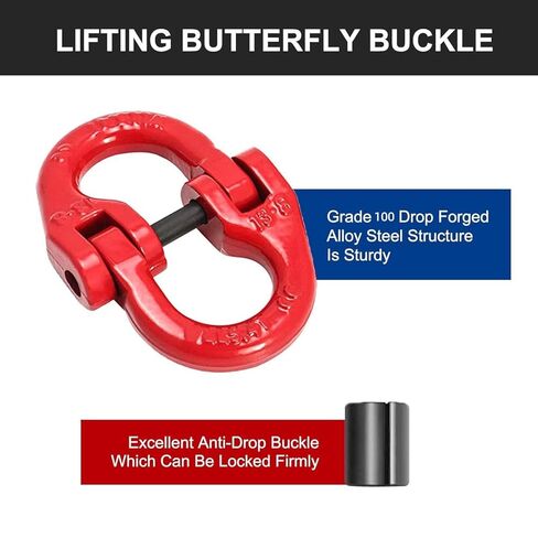 5/8" Grade 100 Coupling Link, 2Pack Hammerlock Connecting Link 22,600 lbs Working Load, 90,400 lbs Break Strength, Forged Alloy Steel, Red Powder Coat, Fits Trailer Safety Chains in Saudi Arabia