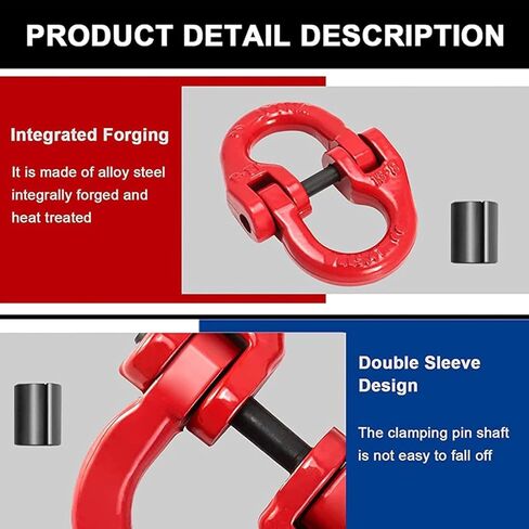 5/8" Grade 100 Coupling Link, 2Pack Hammerlock Connecting Link 22,600 lbs Working Load, 90,400 lbs Break Strength, Forged Alloy Steel, Red Powder Coat, Fits Trailer Safety Chains in Saudi Arabia