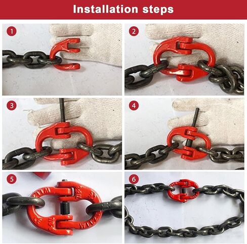 5/8" Grade 100 Coupling Link, 2Pack Hammerlock Connecting Link 22,600 lbs Working Load, 90,400 lbs Break Strength, Forged Alloy Steel, Red Powder Coat, Fits Trailer Safety Chains in Saudi Arabia