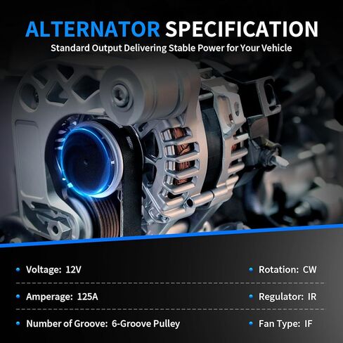 استبدال المولد الجديد لـ 2006 2007 2008 2009 2010 2011 Chevy Impala 3.5L 3.9L، 06 07 Monte Carlo 3.5 3.9 12V 125Amp، استبدال OE 10335497 11185N 20757889 20911162 400-24062 0124425032 in Kuwait