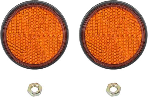 Motorcycle Reflectors, 2Pcs Orange Reflector, PMMA Round Rear Reflectors with M5 Mounting Screw, Multipurpose Round Reflective Light for ATVs, Trailers, Automobiles in Kuwait
