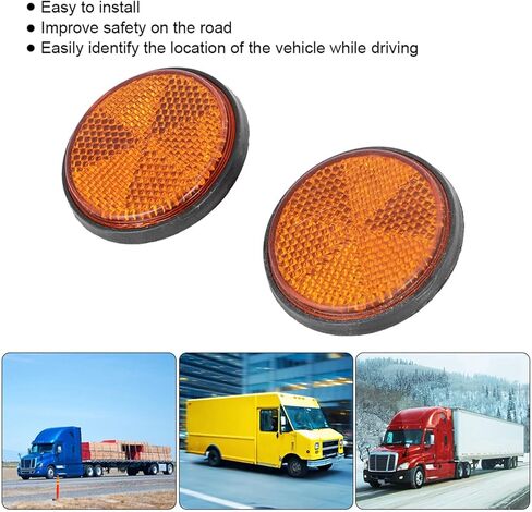 Motorcycle Reflectors, 2Pcs Orange Reflector, PMMA Round Rear Reflectors with M5 Mounting Screw, Multipurpose Round Reflective Light for ATVs, Trailers, Automobiles in Kuwait