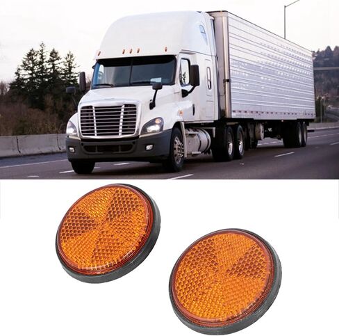 Motorcycle Reflectors, 2Pcs Orange Reflector, PMMA Round Rear Reflectors with M5 Mounting Screw, Multipurpose Round Reflective Light for ATVs, Trailers, Automobiles in Kuwait
