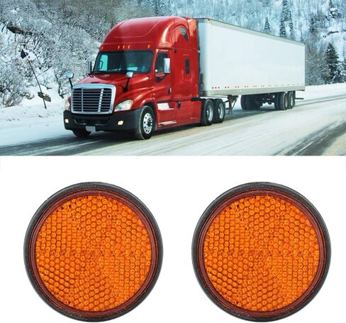 Motorcycle Reflectors, 2Pcs Orange Reflector, PMMA Round Rear Reflectors with M5 Mounting Screw, Multipurpose Round Reflective Light for ATVs, Trailers, Automobiles in Kuwait