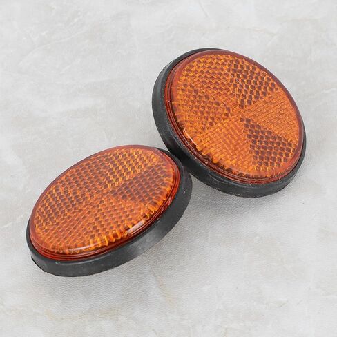 Motorcycle Reflectors, 2Pcs Orange Reflector, PMMA Round Rear Reflectors with M5 Mounting Screw, Multipurpose Round Reflective Light for ATVs, Trailers, Automobiles in Kuwait