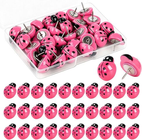 30 Pieces Ladybugs Push Pins Cute Thumb Tack Creative Pushpins Decorative Ladybug Drawing Pins for Photos Wall, Maps, Bulletin Board, Cork Boards, Whiteboard, Office or Home (Ladybugs) in Saudi Arabia