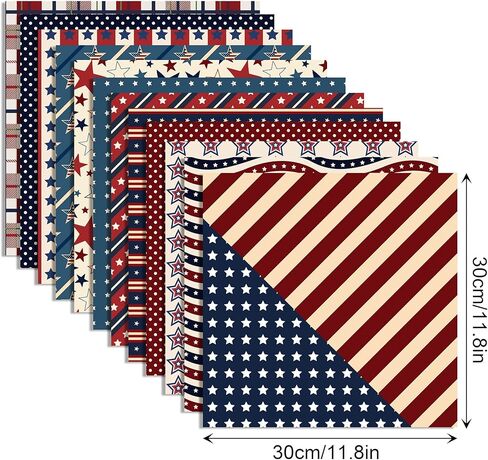 24 Sheets Rustic Patriotic Scrapbook Paper Pads, 12 Designs 4th of July Craft Paper Double-Sided Papermania Folded Flat for Independence Day Memorial Day DIY Card Making, 12x12'' in Kuwait