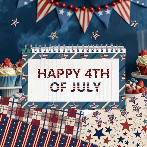 24 Sheets Rustic Patriotic Scrapbook Paper Pads, 12 Designs 4th of July Craft Paper Double-Sided Papermania Folded Flat for Independence Day Memorial Day DIY Card Making, 12x12'' in Kuwait