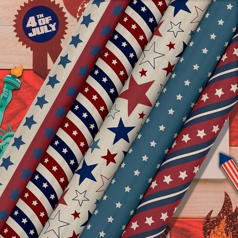 24 Sheets Rustic Patriotic Scrapbook Paper Pads, 12 Designs 4th of July Craft Paper Double-Sided Papermania Folded Flat for Independence Day Memorial Day DIY Card Making, 12x12'' in Kuwait