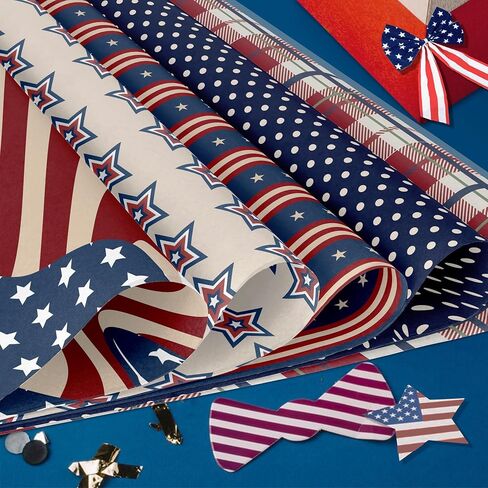 24 Sheets Rustic Patriotic Scrapbook Paper Pads, 12 Designs 4th of July Craft Paper Double-Sided Papermania Folded Flat for Independence Day Memorial Day DIY Card Making, 12x12'' in Kuwait